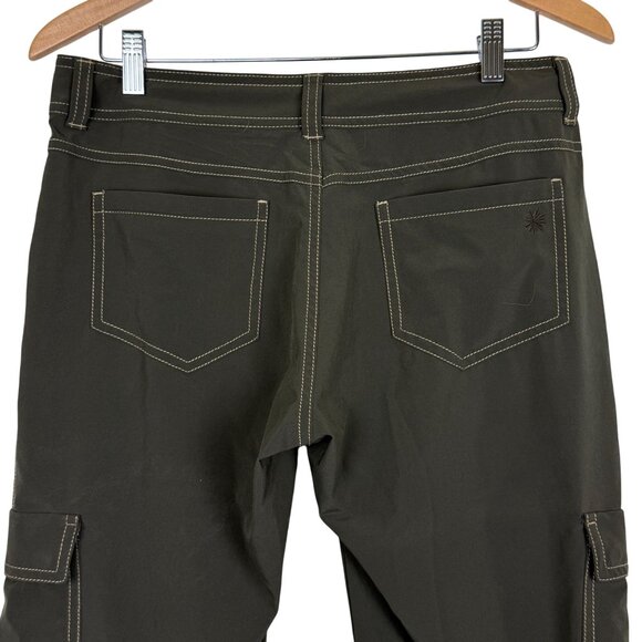 Athleta Brown Capri Cargo Pants Sz 6 Stretch Performance Contrast Stitching - Picture 10 of 13